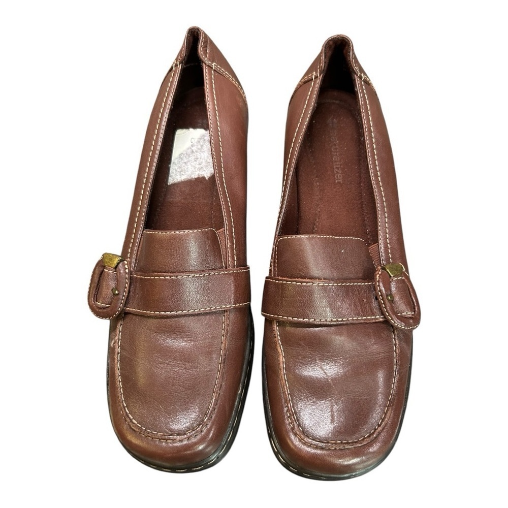 Naturalizer Leather Loafers Size 7.5 Olla Square Toe Slip On Shoes - Picture 2 of 16